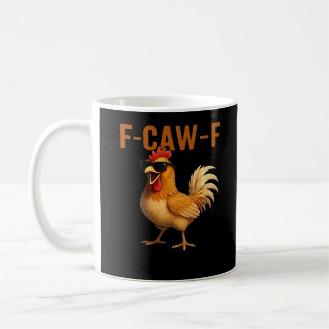 Caneca De Café Design Estético Clássico do Frango F-Caw-F (Esquerda)