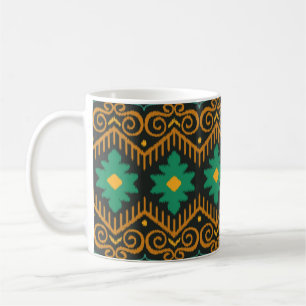Caneca De Café Design Étnico Tecido Ikat bordado