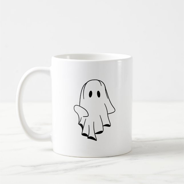 Caneca De Café Design fixo de café 11oz no Halloween Ghost (Esquerda)