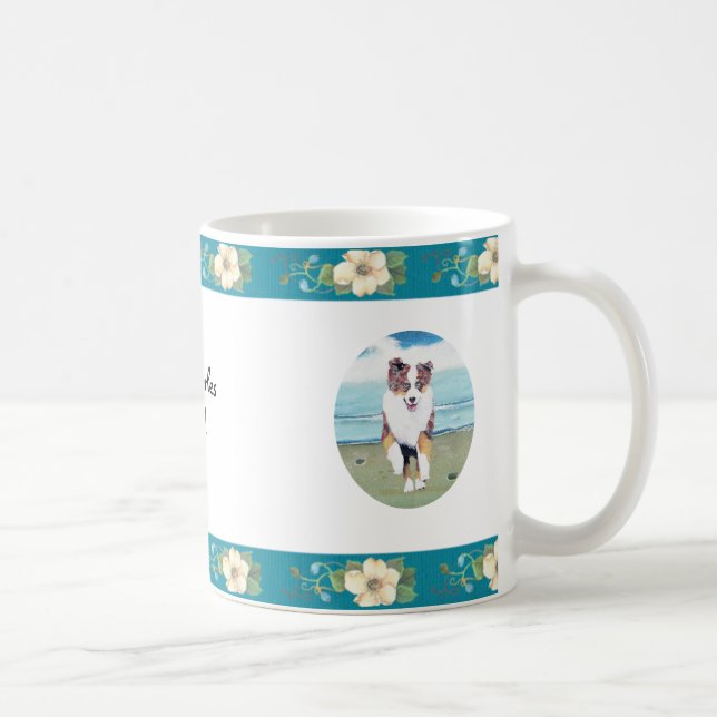 Caneca De Café Design floral australiano de turquesa do ~ do (Direita)