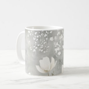 Caneca De Café Design Floral Botânico em Aquarela Neutra Suave