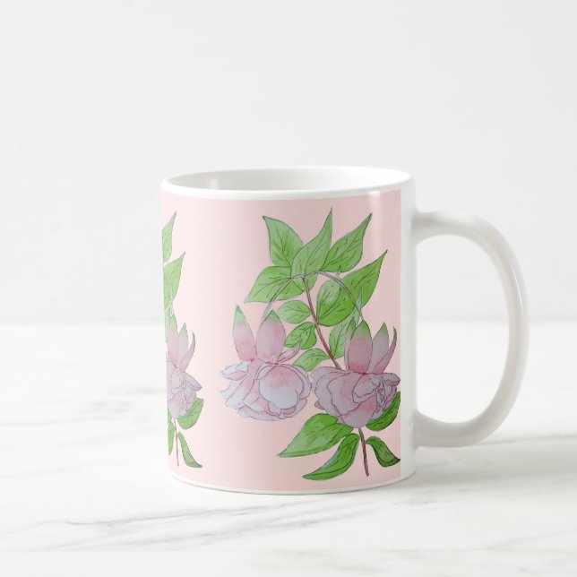 Caneca De Café design floral com flores rosa bonito (Direita)