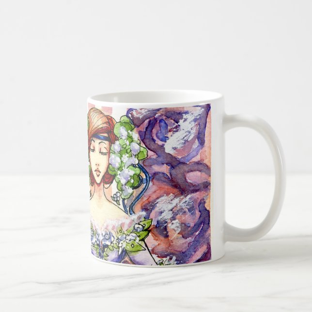 Caneca De Café Design floral da aguarela do Victorian (Direita)