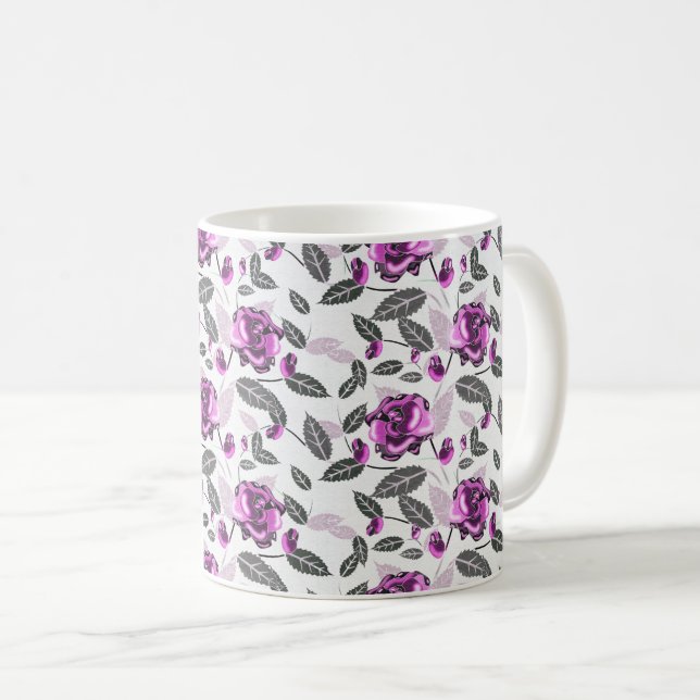 Caneca De Café Design Floral de Bliss Roxo (Frente Esquerda)