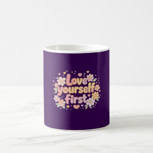 Caneca De Café Design Floral de Citação Amorosa Fofa Estética