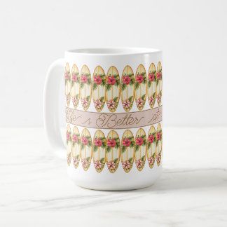 Caneca De Café Design Floral de Prancha de Surf Tropical – Frase
