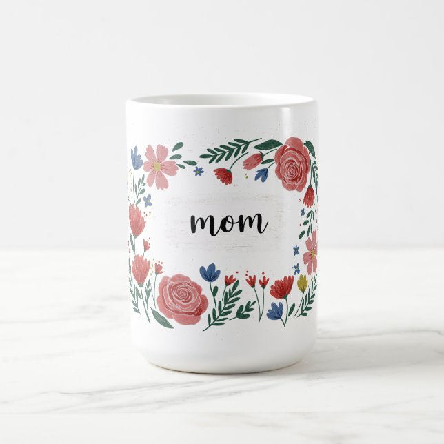 Caneca De Café Design Floral Encantadora Com Texto "Mãe" (Centro)