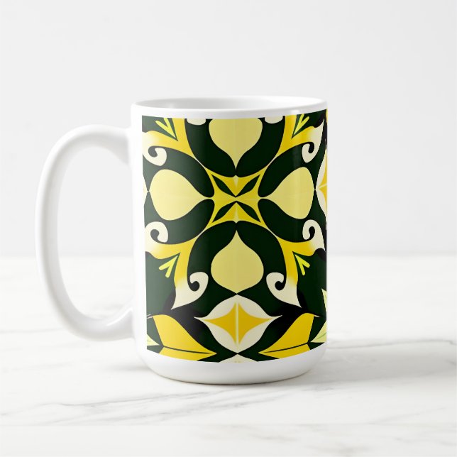Caneca De Café Design Floral Geométrico Vibrante (Esquerda)