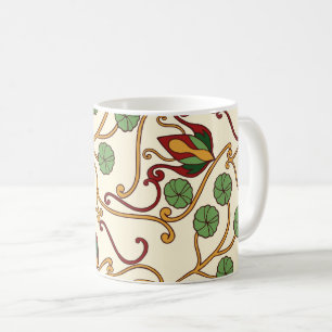 Caneca De Café design floral inspirado no Art Nouveau