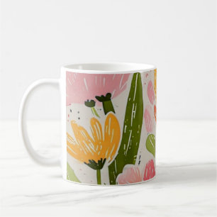 Caneca De Café Design Floral Moderno do Meio século Retroativo