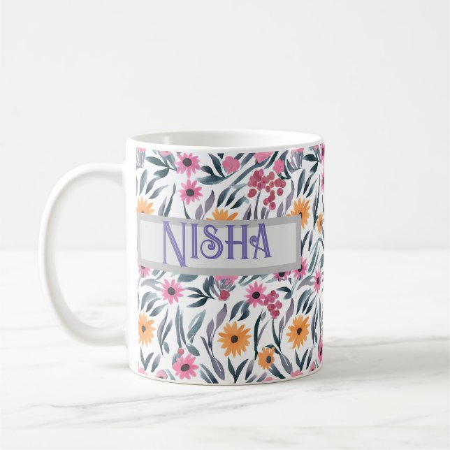 CANECA DE CAFÉ DESIGN FLORAL PERSONALIZADA DO DIA DE AS MÃES (Esquerda)