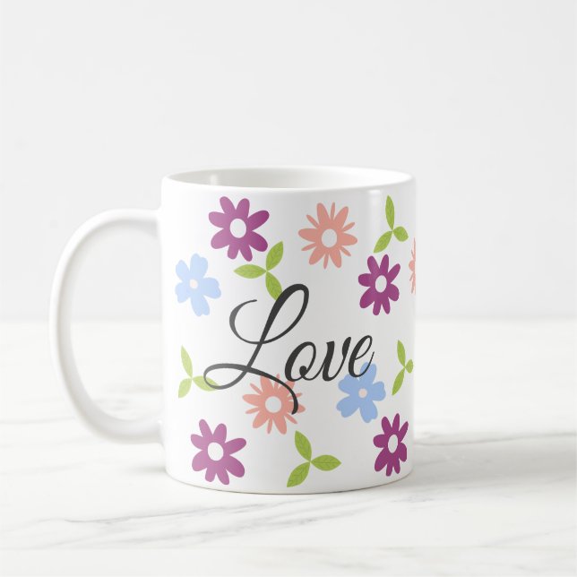 Caneca De Café Design floral personalizável com aspas positivas (Esquerda)