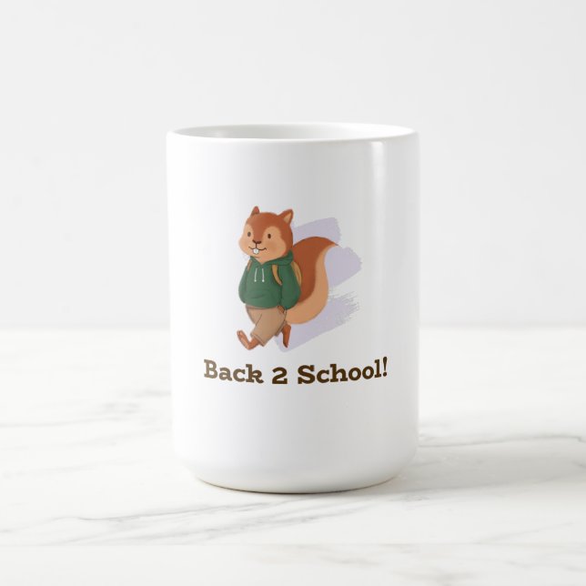 Caneca De Café design fofo de esquilo de volta às aulas (Centro)