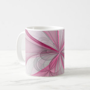 Caneca De Café Design Fractal de Cinza Abstrato moderno