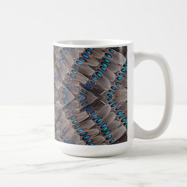 Caneca De Café Design Fractal Pena de Faisão (Direita)