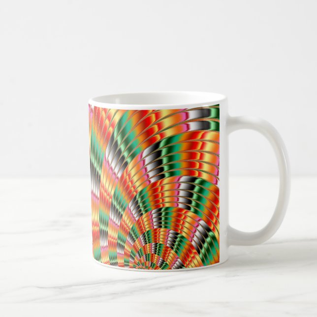 Caneca De Café Design frontal em tons de verde vermelho e laranja (Direita)
