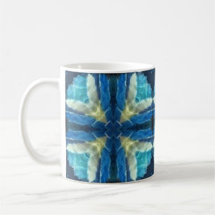 Caneca De Café Design geométrico amarelo-azul-turquesa