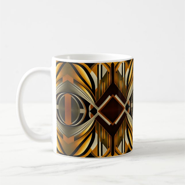 Caneca De Café Design Geométrico Dourado e Preto (Esquerda)