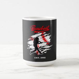 Caneca De Café Design Gráfico de Silhueta de Beisebol – EST. 1992