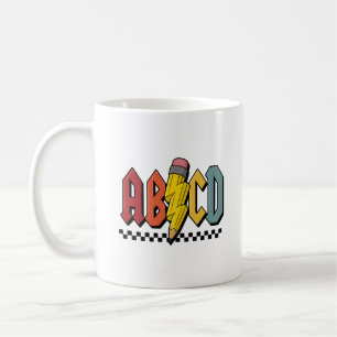 Caneca De Café Design Gráfico Divertido do Alfabeto de Lápis ABCD