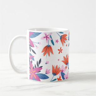 Caneca De Café Design gráfico original em negrito florais
