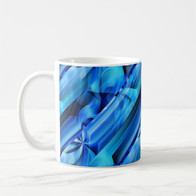 Caneca De Café Design gráfico sem costura - preto azul I (Esquerda)