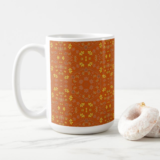 Caneca De Café Design grande laranja e amarelo (Com Donut)