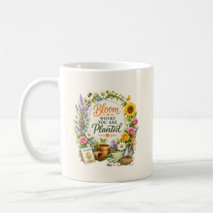 Caneca De Café Design Inspirador de Jardinagem Floral em Aquarela