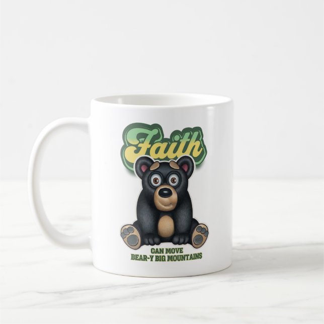 Caneca De Café Design Inspirador de Urso de Fé (Esquerda)