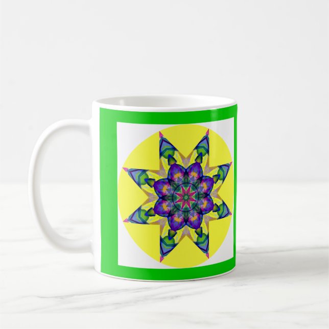 Caneca De Café Design Kaleidoscopic 4 da mandala da aguarela A28 (Esquerda)
