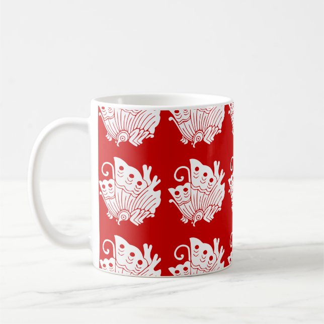 Caneca De Café Design Kamon Japonês de Borboleta Asiática (Esquerda)