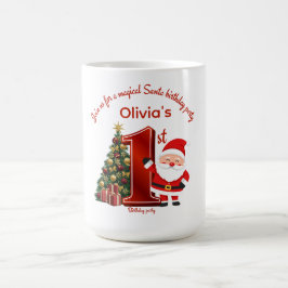 Caneca De Café Design Mágico de Aniversário do Papai Noel para Cr