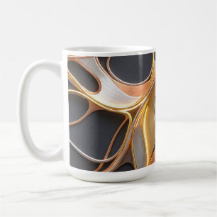 Caneca De Café Design Metálico Fluido Abstrato colorido Dourado P