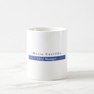 Caneca De Café Design Mínimo Branco Azul Simples