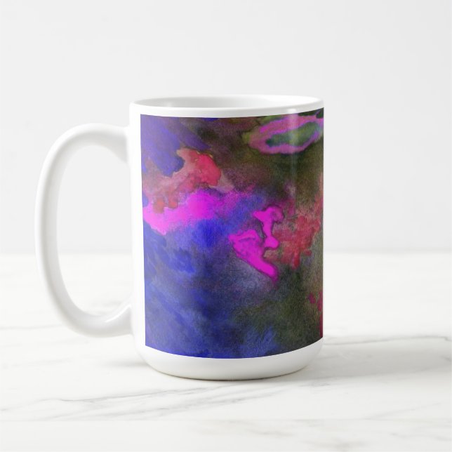Caneca De Café Design Monograma de fusão azul (Esquerda)
