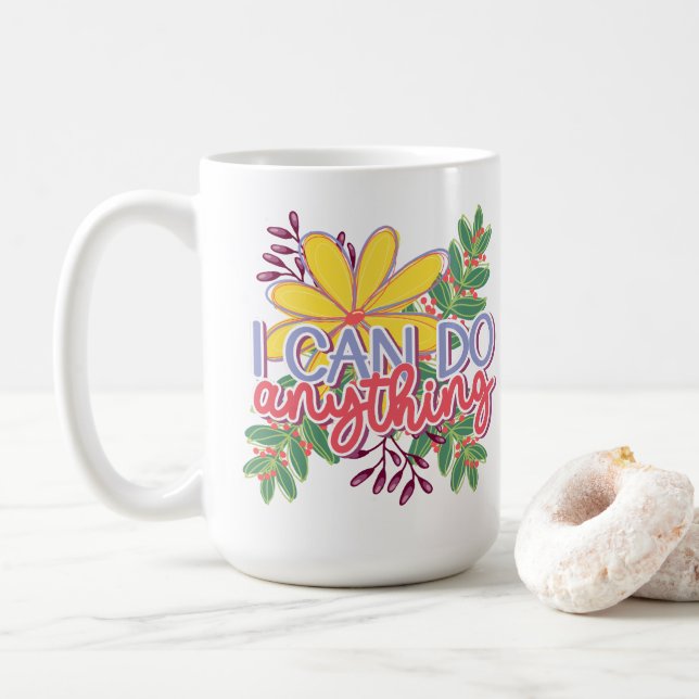 Caneca De Café design motivacional Posso Fazer Qualquer Coisa (Com Donut)