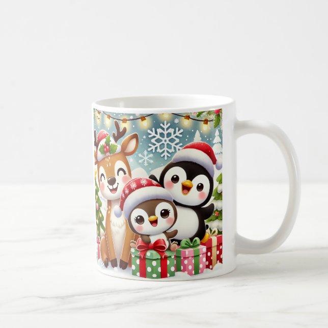 Caneca De Café Design Mug de Animais de Natal Bonitos (Direita)
