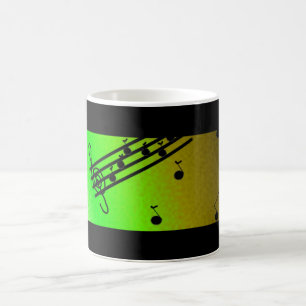 Caneca De Café Design Musical Preto e Verde