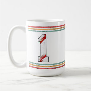 Caneca De Café Design Número 1 de Beisebol Vintage Retro