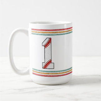 Caneca De Café Design Número 1 de Beisebol Vintage Retro