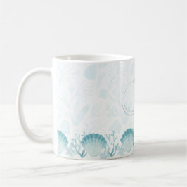 Caneca De Café Design Oceânico em Aquarela Pérola de Verão