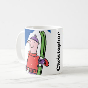 Caneca De Café Design para o Skier personalizar