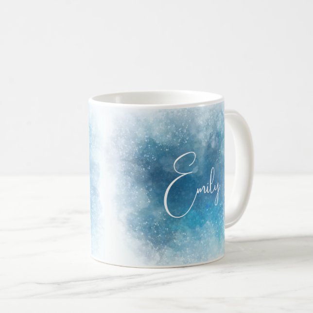 Caneca De Café Design personalizado com aquarela com nome (Frente Esquerda)