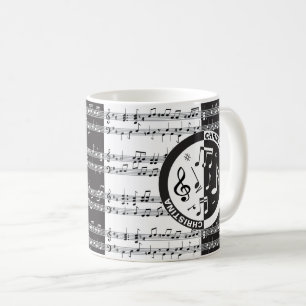Caneca De Café Design personalizado de pontuação musical