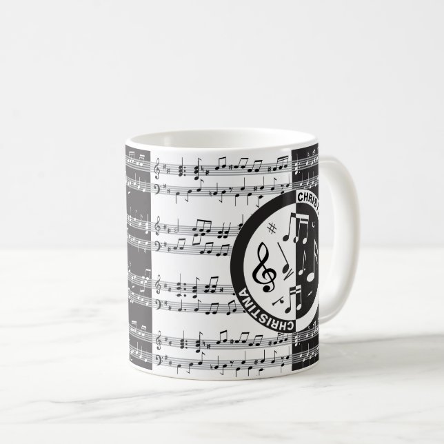 Caneca De Café Design personalizado de pontuação musical (Frente Esquerda)