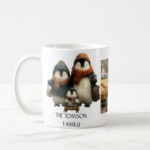 Caneca De Café Design Personalizado Família de Pinguins de Invern
