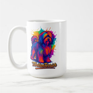 Caneca De Café Design Pop-Art Vibrante do Terrier Tibetano