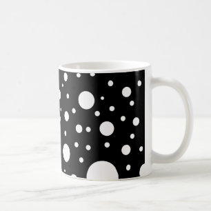 Caneca De Café Design Preto e Branco Círculos Pontos