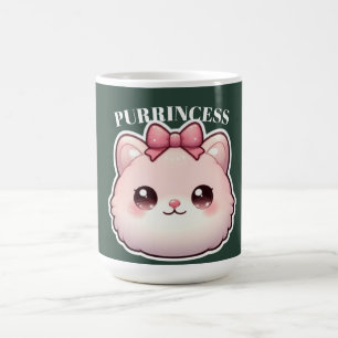 Caneca De Café Design Princesa Fofa Arco de Gatinho Rosa