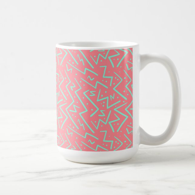 Caneca De Café Design Psicodélico Retro Rosa e Verde (Direita)